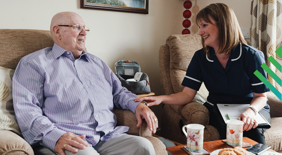 Stoma nurse with patient in their home